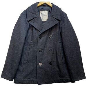 American Eagle Mens Wool Blend Double Breasted Peacoat Long Sleeve Size L Gray